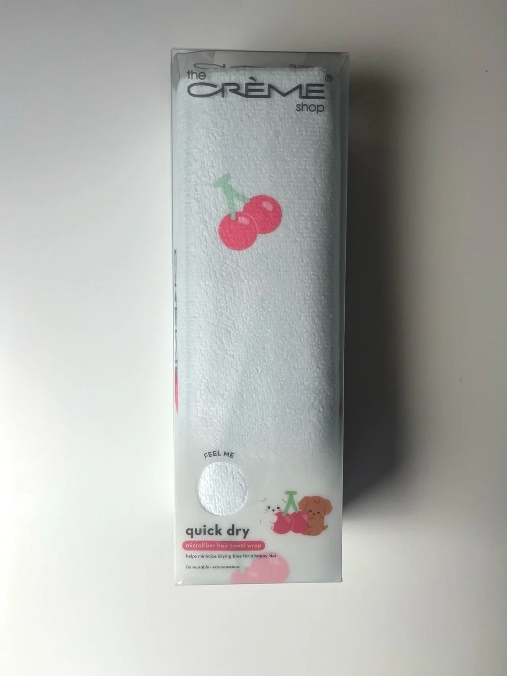 The Crème Shop Quick Dry Microfiber Hair Towel Wrap, Cherry Pattern